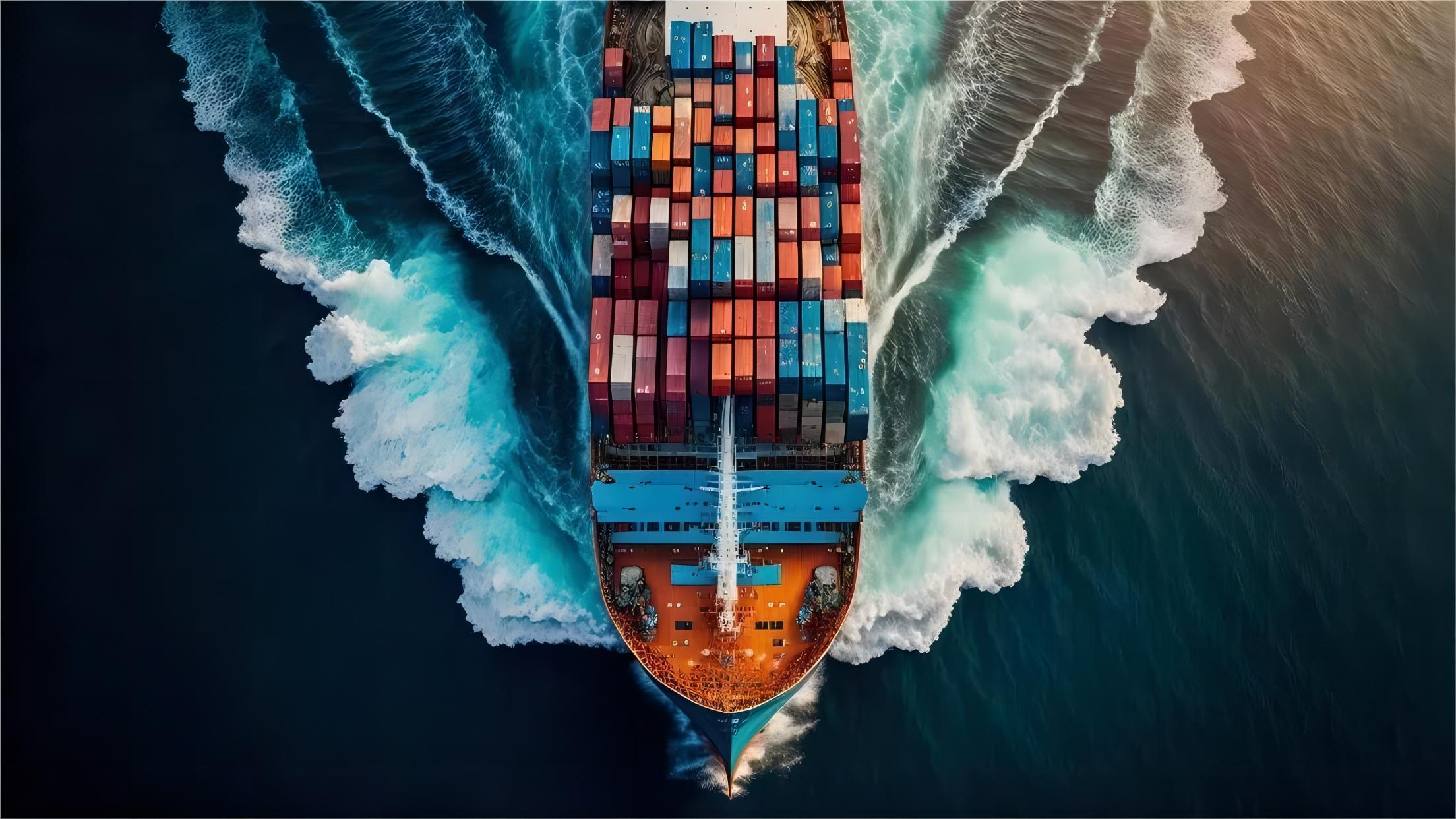 Modern cargo ship arriving at a Saudi Arabian port from China