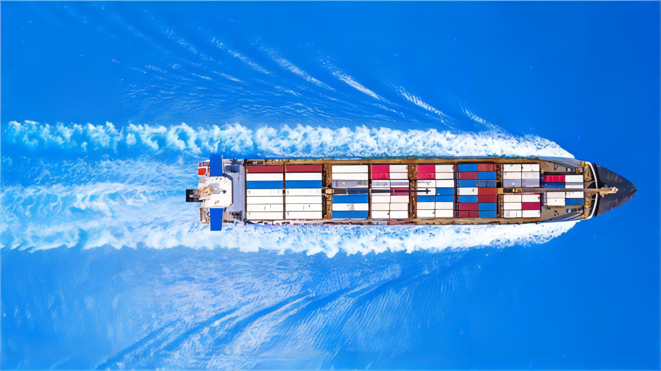 Cargo ship transporting containers from China to Spain