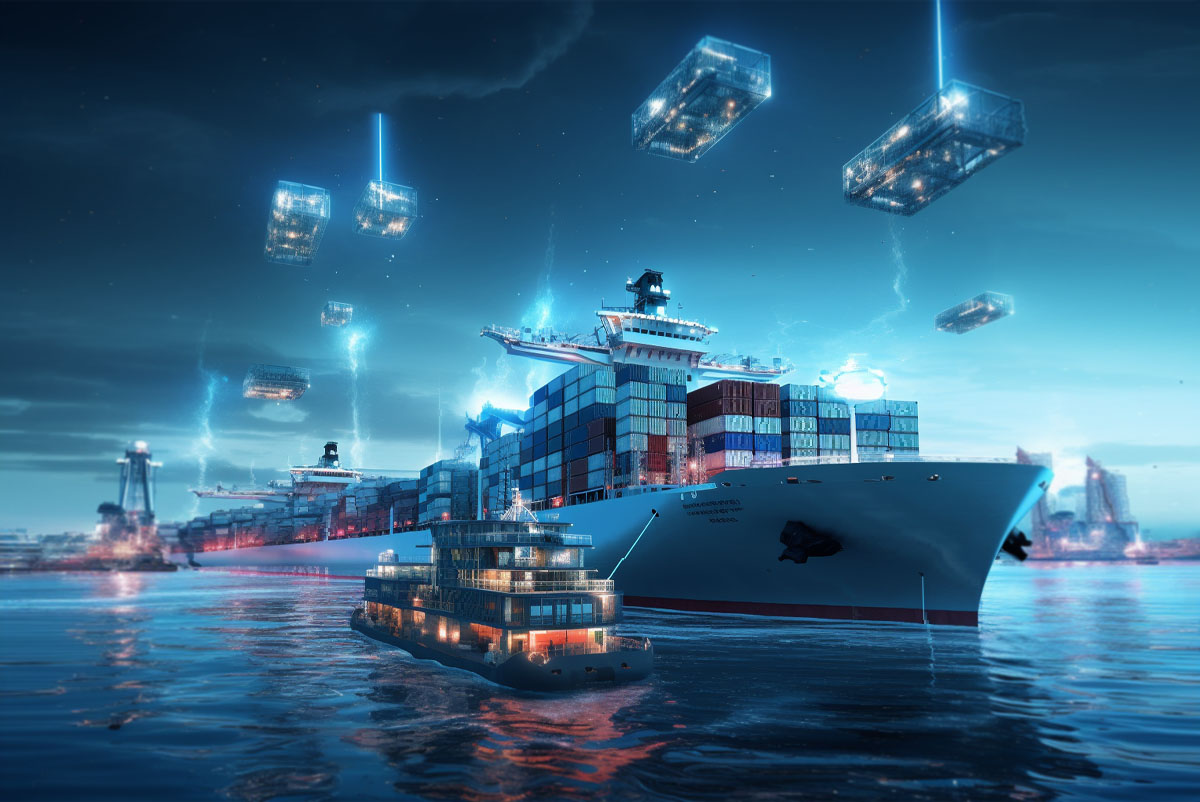 Cargo ship and airplane representing international logistics from China to France