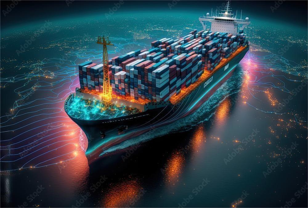 Cargo ship at sea representing efficient import services