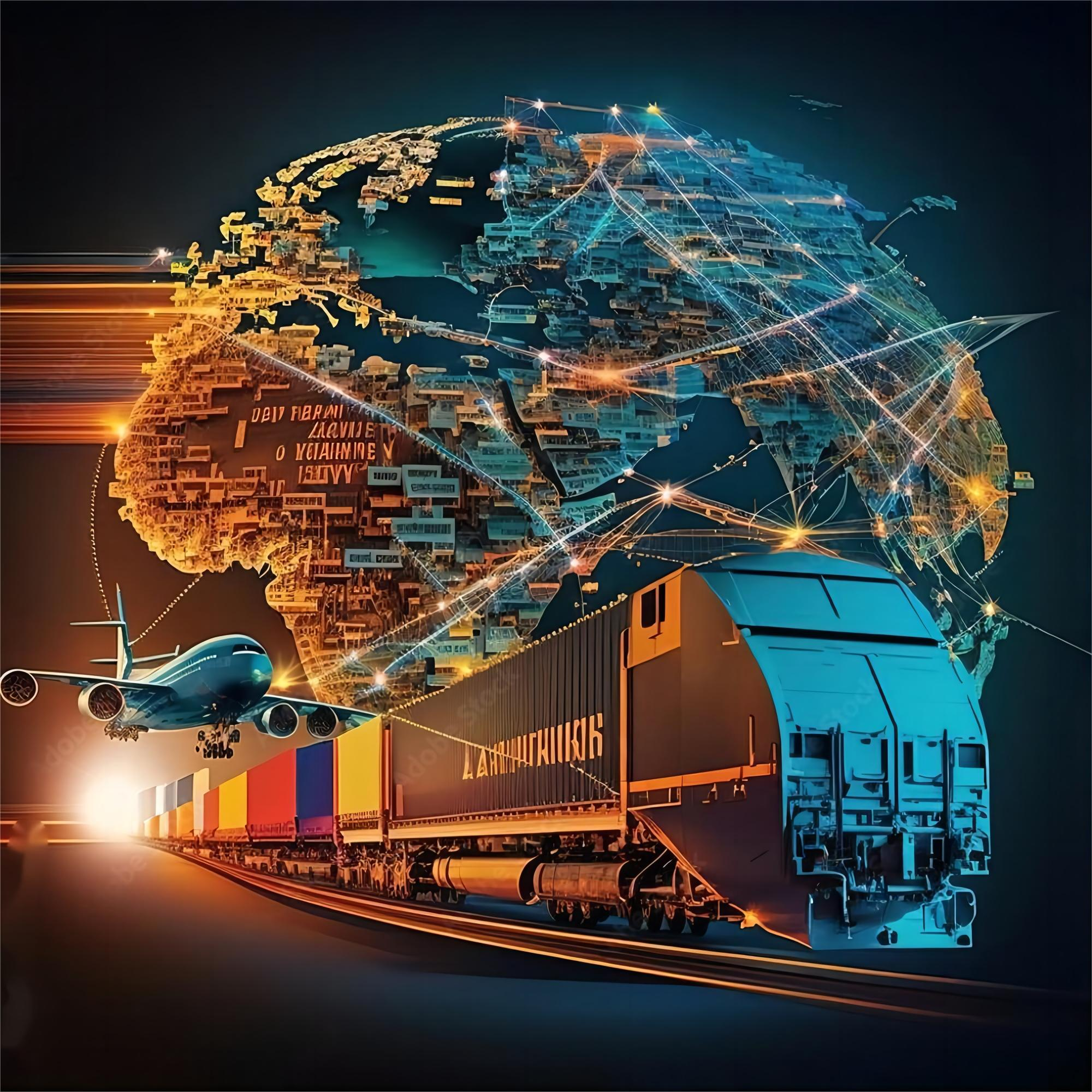 Modern air freight container logistics operations at a major international airport