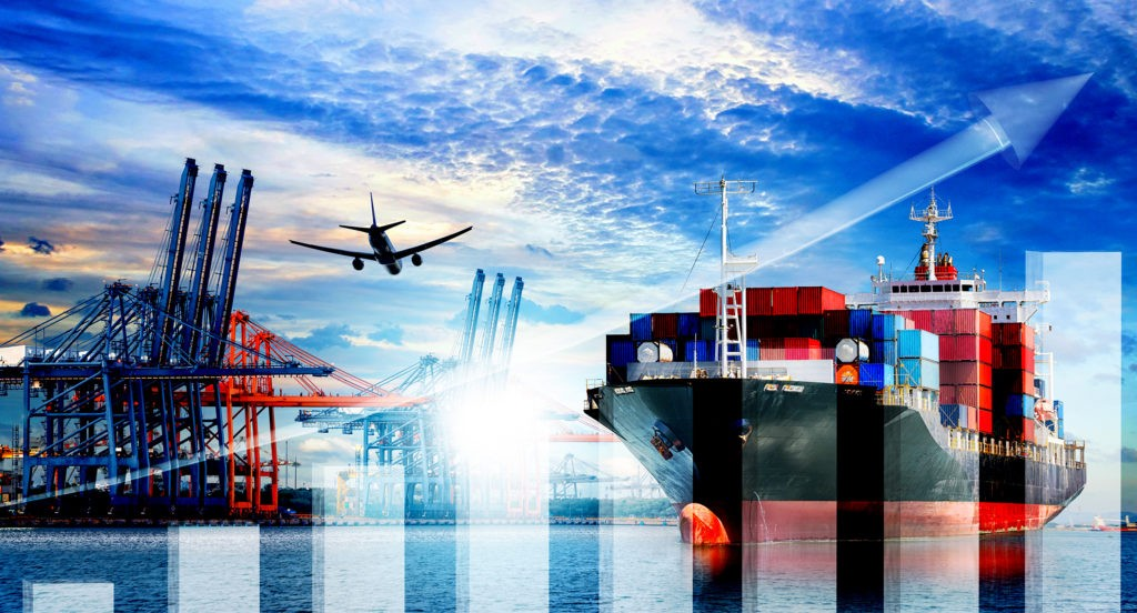 Global supply chain logistics map